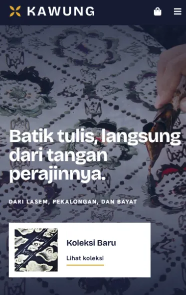 Website Kawung Batik tampilan ponsel