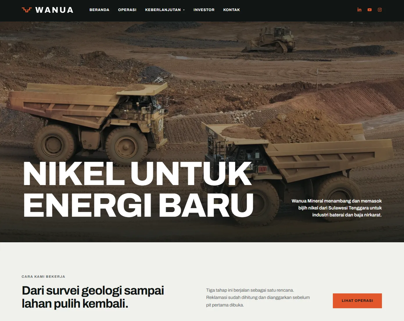 Website Wanua Mineral tampilan desktop